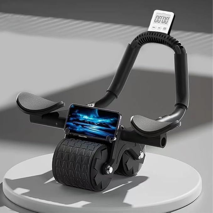 Bersauji 2025 New Ab Roller Wheel with Knee Mat &Timer, Automatic Rebound Abdominal Wheel, Ab Abdominal Exercise Roller with Elbow Support, Abs Workout Equipment Ab Exercise Roller for Women Men