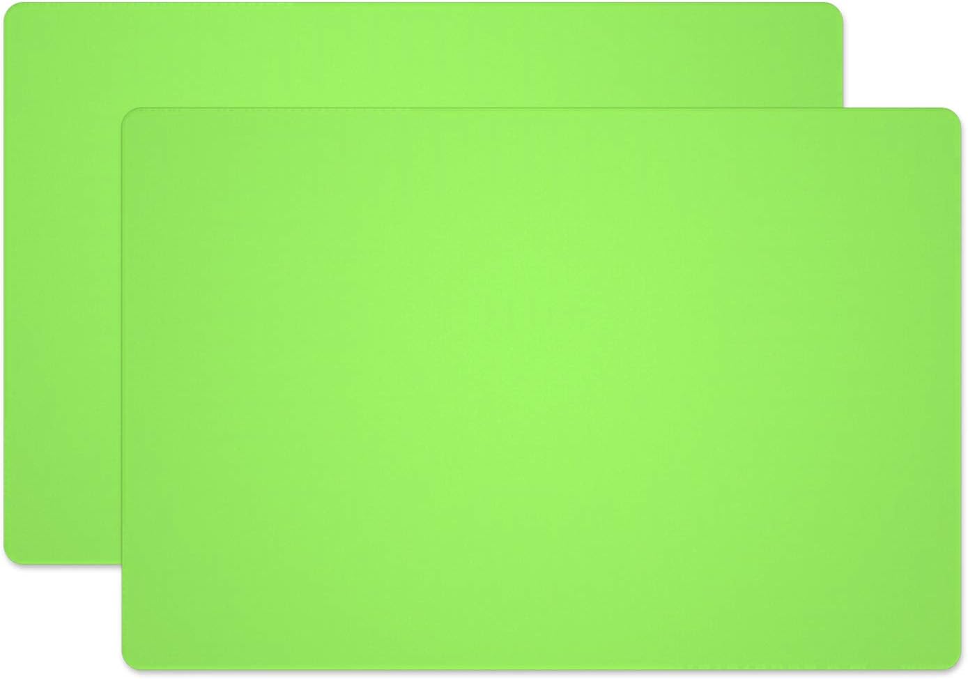 Silicone Placemats, Food-Grade Non-Slip Waterproof, Dining, Stain Resistant, Countertop Protector, Kitchen Counter Mat, Heat Resistant, Baking mat Dishwasher Safe (23.6"×15.7"-2pack, Green)