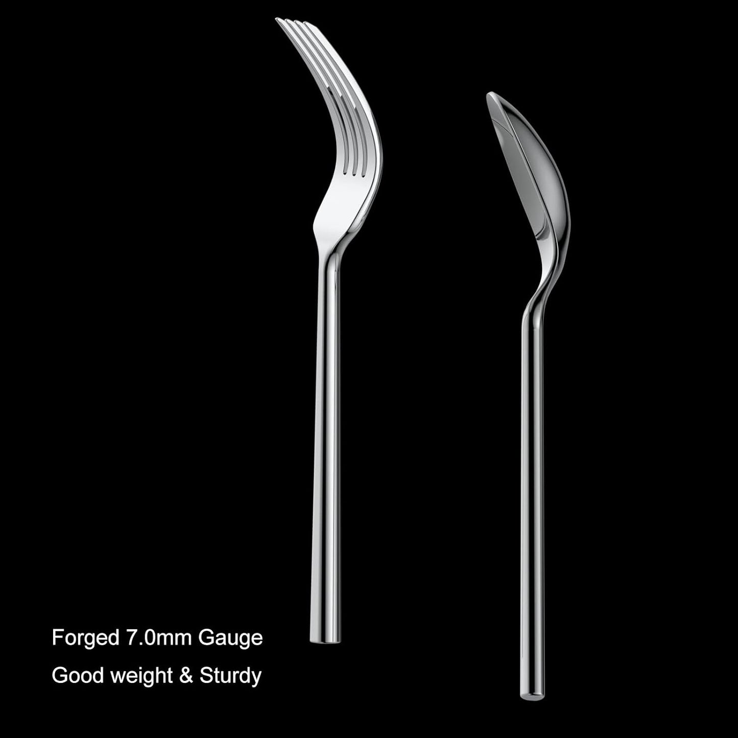 Alata Potter 40-Piece Forged Silverware Set Stainless Steel Flatware Set Cutlery Set, Service for 8, Mirror Finish, Dishwasher Safe