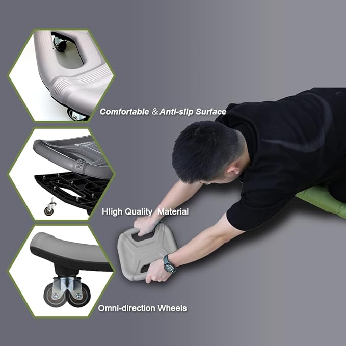 Core Coaster Abdominal Abs Training Machine Equipment,Ab Wheel Roller Exercise for Home Gym,Waist Strength Trainer with a Kneel Mat