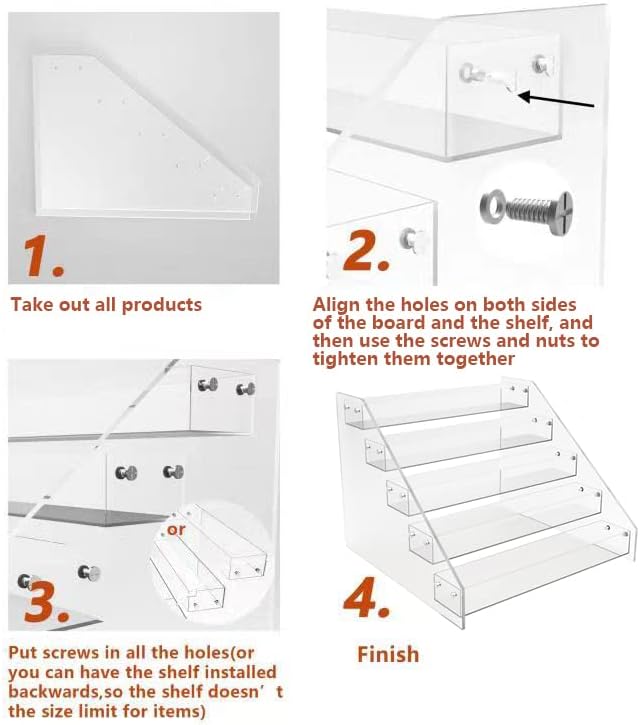 PMMASTO Widen Tiered Spice Rack, Seasoning Organizer, Clear Acrylic Vertical Shelves Can Organizer for Countertop, Cabinet, Pantry, Kitchen Organization and Storage - 4 Tier