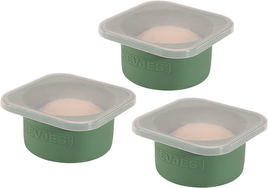 Stackable Silicone Artisan Pizza Dough Proofing Boxes Proving Containers with Lids pizza making accessories-3 pack-500ml portion (Green)