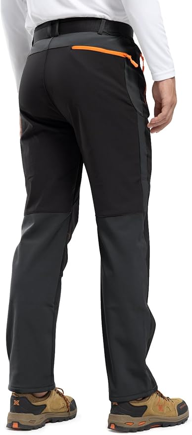 Rdruko Men's Snow Ski Pants Waterproof Insulated Winter Outdoor Snowboard Hiking Fleece Pants with Belt