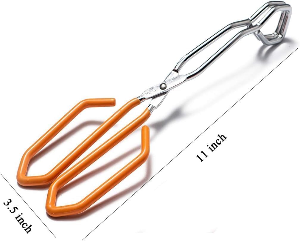 Stainless Steel Scissor Tongs, Heavy Duty, Kitchen Tongs for Food Cooking Barbecue BBQ Grilling and Serving 2pcs Orange