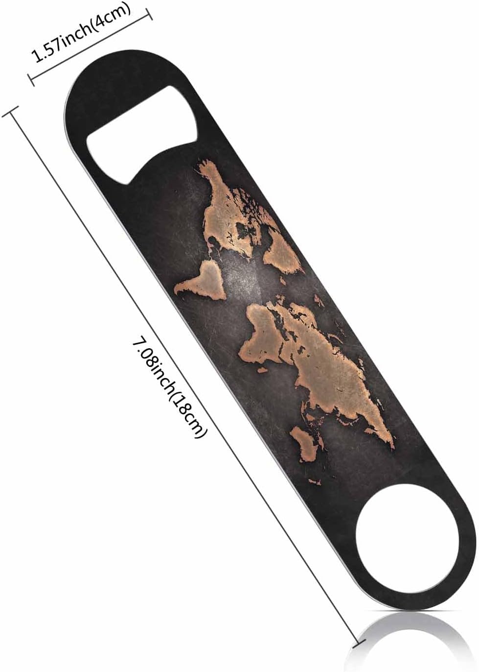 Vintage World Map Stainless Steel Bottle Opener Aged Retro Black Brown Seven Continents Map Flat Beer Bottle Opener Keychain for Home Kitchen Bar Restaurant Party Birthday Gift