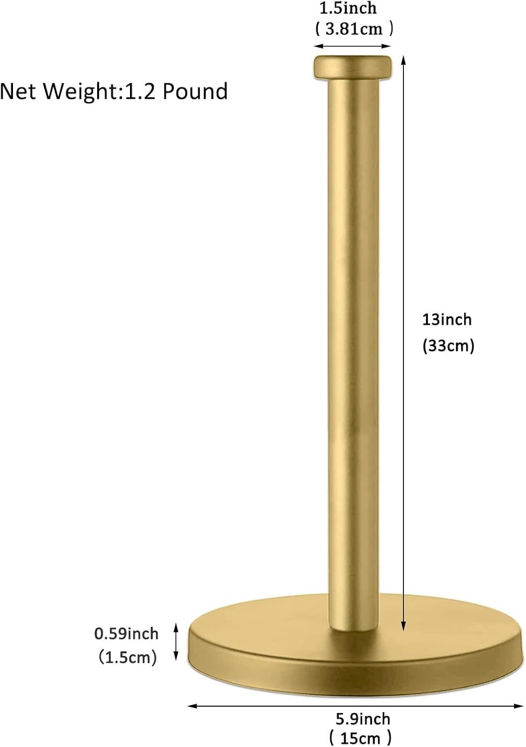 Stainless Steel Gold Paper Towel Holder Countertop for Kitchen Bathroom, Standing Paper Towel Holder with Weighted Base.