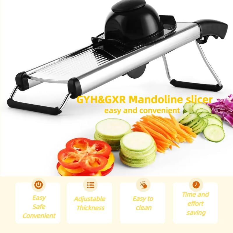 GYH&GXR Mandoline slicer Mandoline food slicer for kitchen Adjustable stainless steel blades Vegetable Chopper Potato Tomato Carrot Vegetable Fruit and Onion Cutter