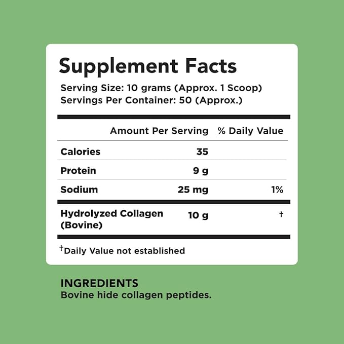 AMANDEAN Collagen Peptides Powder (17.6oz). Grass-Fed Hydrolyzed Protein Supplement. Promotes Healthy Joints, Skin, Hair, Nails. Unflavored & Easy to Mix.