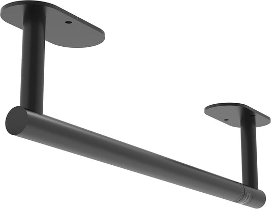 Black Paper Towel Holder Under Cabinet, Self Adhesive or Wall Mounted SUS304 Stainless Steel Paper Towel Holder for Kitchen, Bathroom, Farmhouse, Barbecue and Laundry (Matte Black)