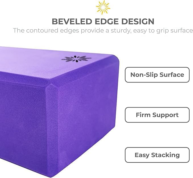 Sunshine Yoga 4" Yoga Block, 10 Pack Bulk EVA Foam Yoga Blocks, Firm and Supportive Yoga Brick, Balance Foam for Stretching, Pilates, and Workout, 4" x 6" x 9"