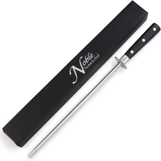 Professional Honing Steel 12”, Magnetized for Safety, No Rust, No Cheap Plastic! Noble’s Knife Sharpener Has an Oval Handle for a Firm Grip and is Built For Daily Use, Perfect for Chefs!
