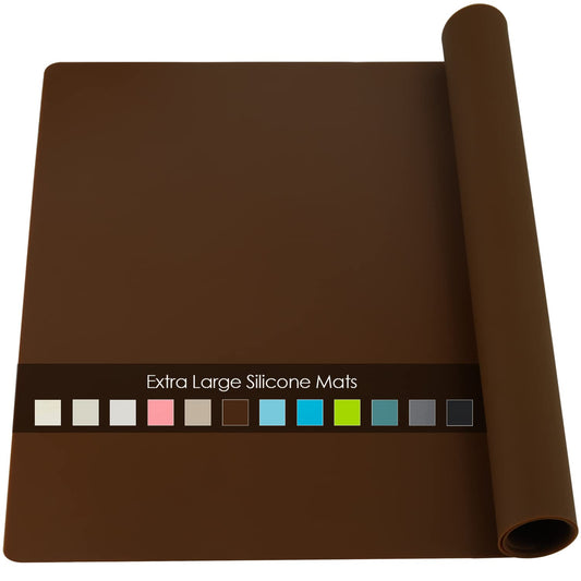 Extra Large Silicone Mat, Kitchen Counter Mat Placemats for Kids Silicone Mats for Countertop, Nonstick Silicone Table Mat for Baking Pastry Crafts Heat-Resistant Silicone Pad, 27.6'' x 19.7'', Coffee