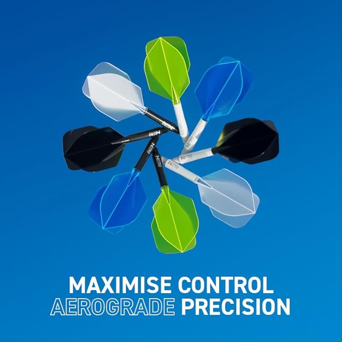 RED DRAGON Darts – Nitro Flite Integrated Flight & Shaft System – No.2 Shape and Design - Available in Short, Intermediate & Medium - Available in Variety of Colours - Professional Darts Accessories