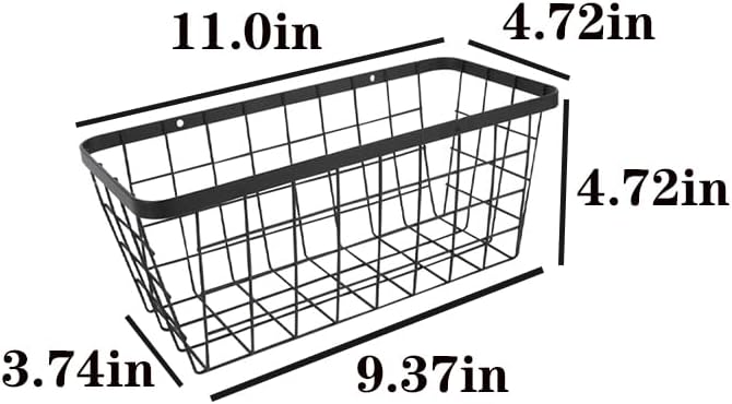 LeleCAT Hanging Kitchen Baskets, Wall-Mounted Basket for Storage Organization Rustic Farmhouse Decor, No Drilling Adhesive Basket for Cabinet Pantry Organization and Kitchen,4 Pack, Black