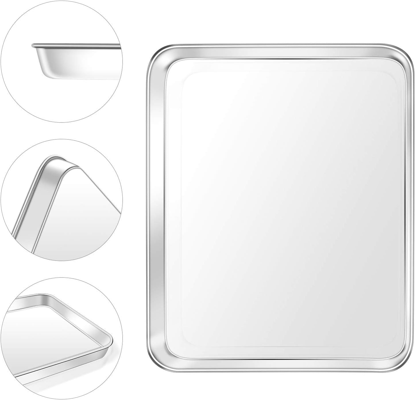 Baking Sheet, Yododo Stainless Steel Baking Pans Tray Cookie Sheet Toaster Oven Tray Pan Cookie Pan, Non Toxic & Healthy, Superior Mirror Finish & Rust Free, Easy Clean & Dishwasher Safe - 23½ inch