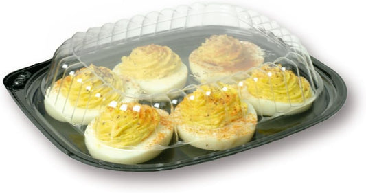 16 Pack - Disposable Deviled Egg Containers with Lid – Plastic Deviled Egg Trays – For 6 Egg Halves