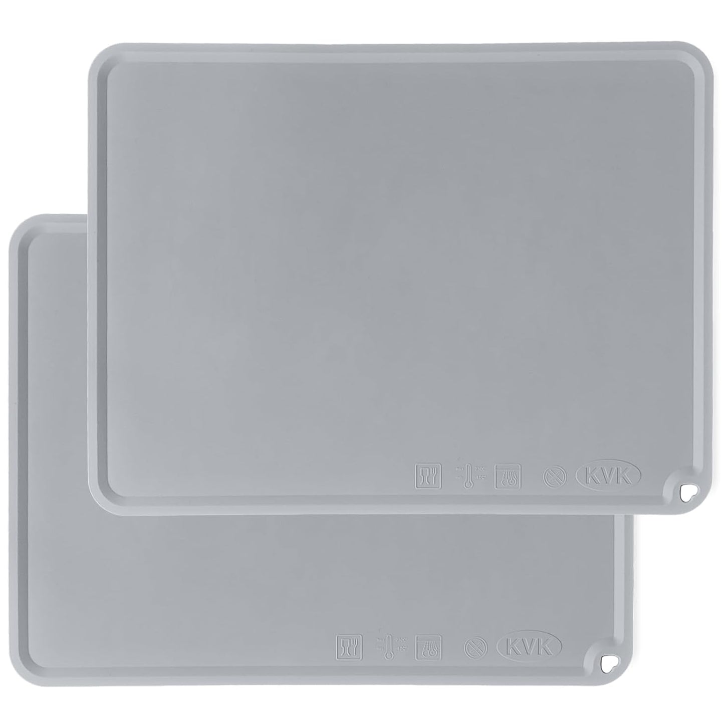 Silicone Placemat for Toddles Kids Non-Slip Reusable Portable Baby Placemats for Restaurant Stain-Proof Children Food Mats Eating Table Mat 2 Pack (Silver Gray)