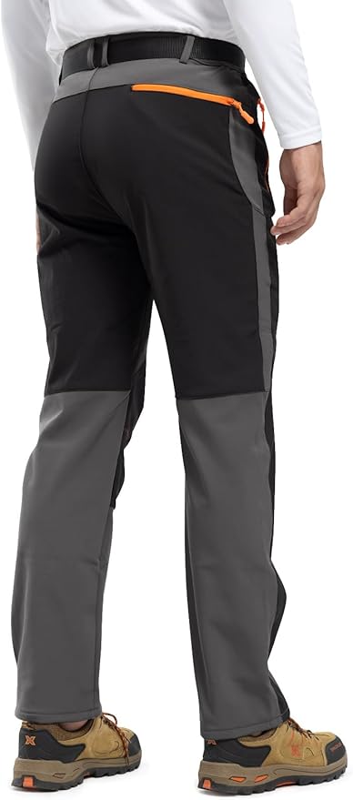 Rdruko Men's Snow Ski Pants Waterproof Insulated Winter Outdoor Snowboard Hiking Fleece Pants with Belt
