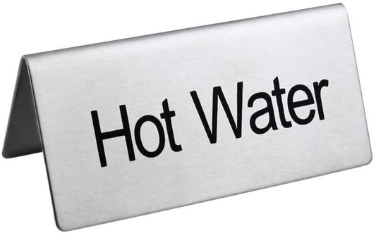 New Star Foodservice Stainless Steel Table Tent Sign (Silver (Hot Water), 3"x 1.5" (Set of 2))