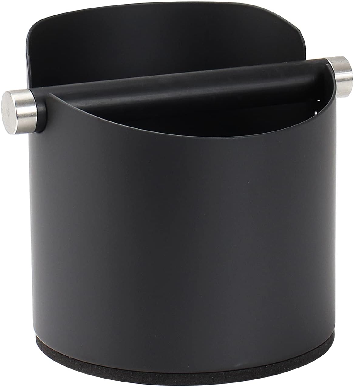 DIBTSA Large Size Coffee Knock Box, Espresso Knock Box Stainless Steel Espresso Machine Accessories with Removable Knock Bar and Non-Slip Base Coffee Grounds Container Bin (Black)