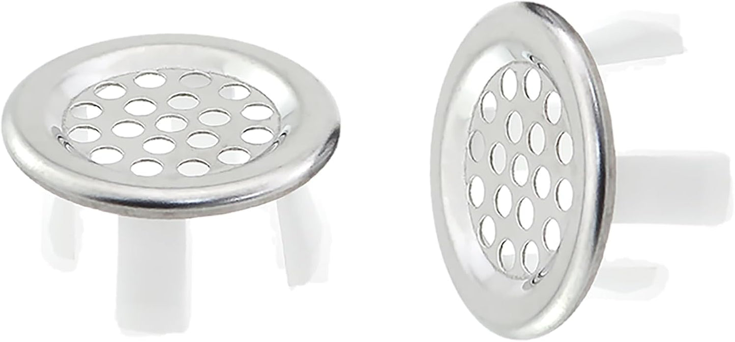 2PCS Kitchen Sink Drain Silver Stainless Steel Basin Overflow Decorative Cover 22-24mm Hole Inside Diameter Insertion Cap
