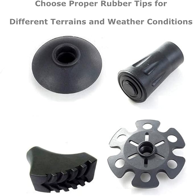 Walking Stick Tips Rubber 4pcs Trekking Pole Tips Replacement- Rubber Feet for Hiking Poles, Walking Sticks, Trekking Poles | Rubber Tip for Walking Sticks Hiking Trekking Poles Boot Tips Rubber Feet