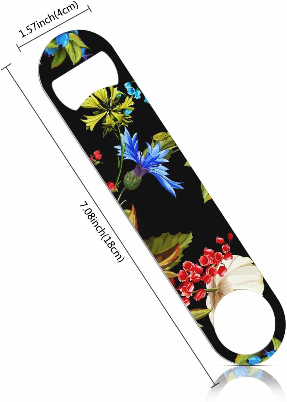 Flowers Stainless Steel Bottle Opener Poppy Wild Roses Cornflower with Leaves Watercolor Floral Romantic Flat Beer Bottle Opener Keychain for Home Kitchen Bar Restaurant Party Birthday Gift
