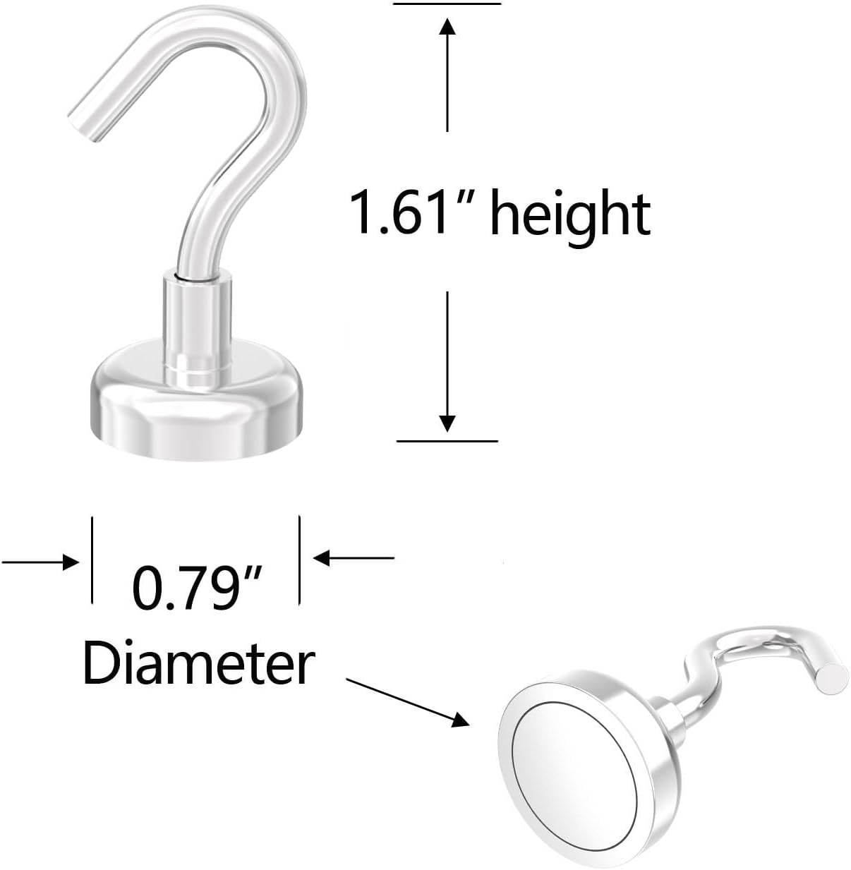 Heavy Duty Small Magnetic Hooks with 0.79" Dia Magnetic Base,40lbs - 24Pack Super Strong Rare Earth Magnet Hook, Extra Strong Cruise Hook for Hanging, Magnetic Hanger for Cabins, Grill