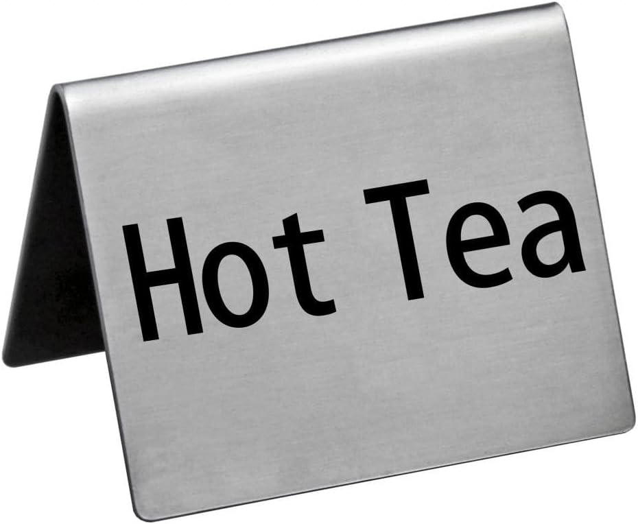 New Star Foodservice Stainless Steel Table Tent Sign (Silver (Hot Tea), 2"x 2" (Set of 2))
