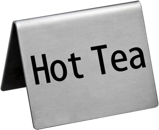 New Star Foodservice Stainless Steel Table Tent Sign (Silver (Hot Tea), 2"x 2" (Set of 2))