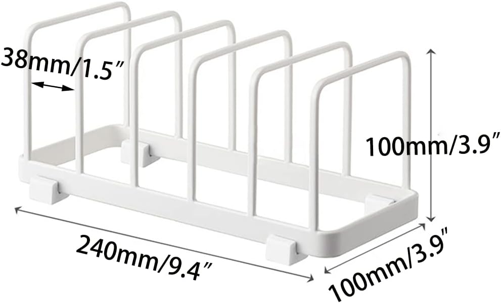 2 Pack Plate Home Accented Storage Rack, Plate Holders Organizer, Metal Dish Storage Dying Display Rack for Cabinet, Counter and Cupboard, White