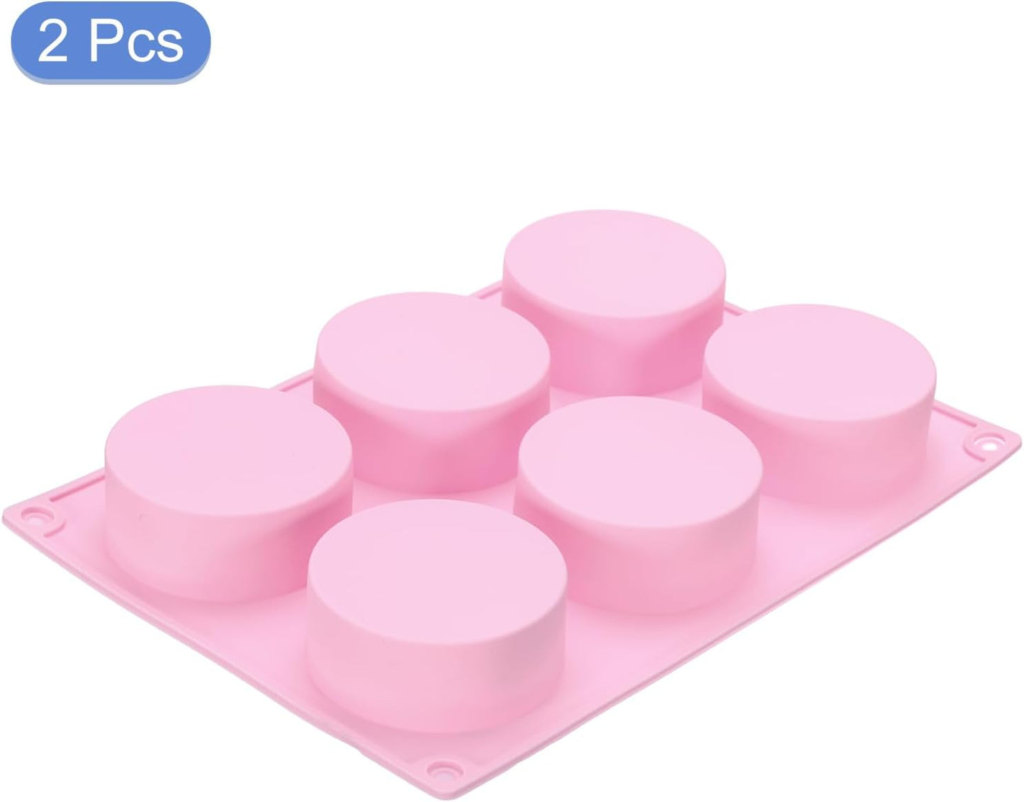uxcell 2pcs Silicone Muffins Pan, 6 Cup Silicone Cupcake Pan Nonstick Baking Tray for Muffins, Cupcakes, Dishwasher Safe, Pink