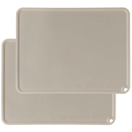 Silicone Placemat for Toddles Kids Non-Slip Reusable Portable Baby Placemats for Restaurant Stain-Proof Children Food Mats Eating Table Mat 2 Pack (Ecru)