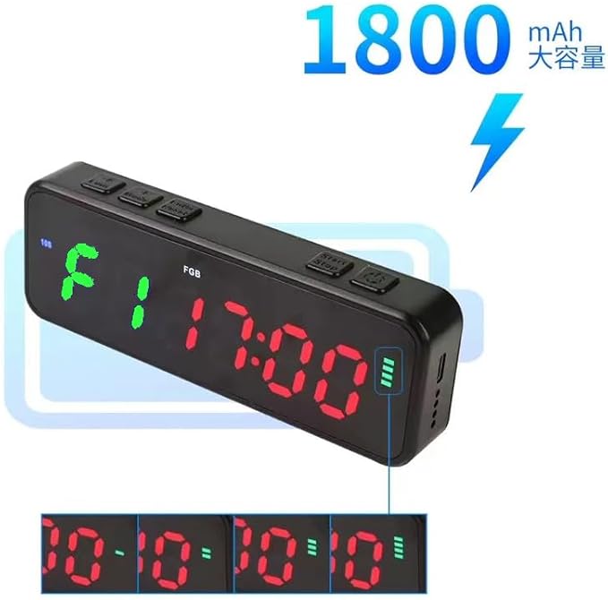 DEGOTM Mini LED Gym Timer - Interval Count Down/Up Clock Stopwatch With 1 Inch Ultra-Clear Digital Display - Home Gym Accessories