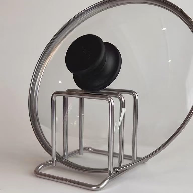 Stainless Steel Cutting Board Organizer,Cutting Board Holder Stand，Pot Lid Organizer, Kitchen Storage Rack for Lids and Boards,Cutting Board Stand for Countertop,Space-Saving Rack Organizer