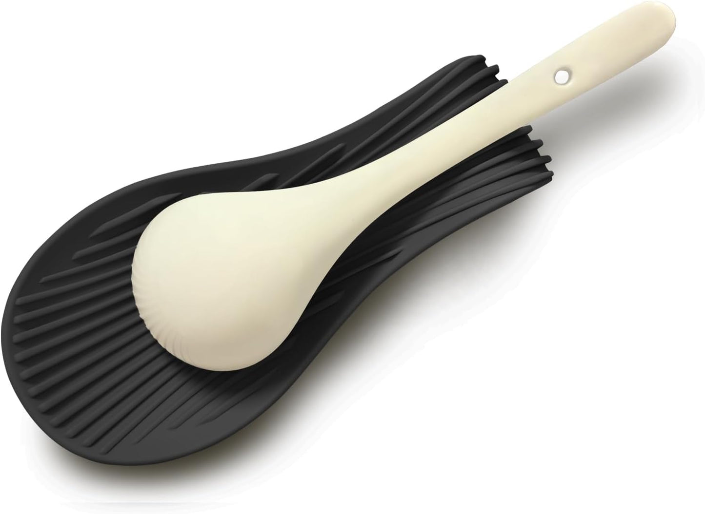 Stove Top Spoon Rest - Heat Resistant & Non-Slip Silicone Holder for Kitchen Counter, Large Cooking Utensil Res (Black)