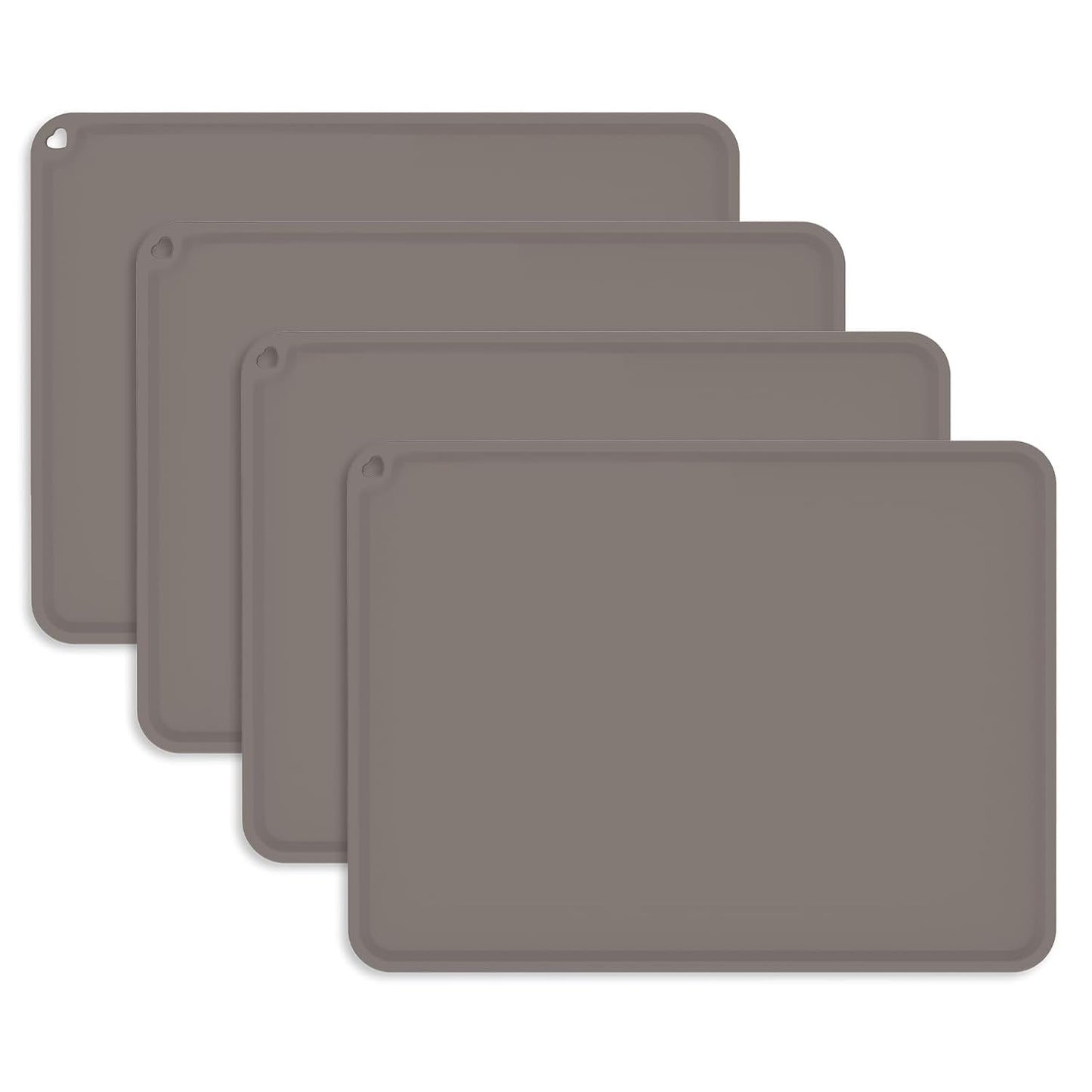 Kids Silicone Placemat, KVK Baby Placemats for Kids Toddler Children Reusable Non-Slip Table Mats Baby Food Mats for Restaurant, 4 Pack, Gray