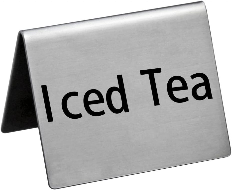 New Star Foodservice Stainless Steel Table Tent Sign (Silver (Iced Tea), 2-Inch by 2-Inch (Set of 6))