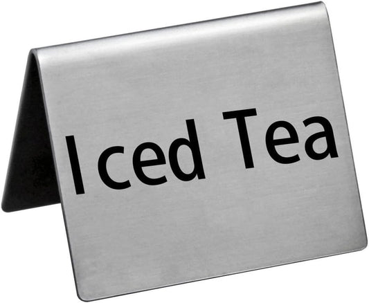 New Star Foodservice Stainless Steel Table Tent Sign (Silver (Iced Tea), 2-Inch by 2-Inch (Set of 6))