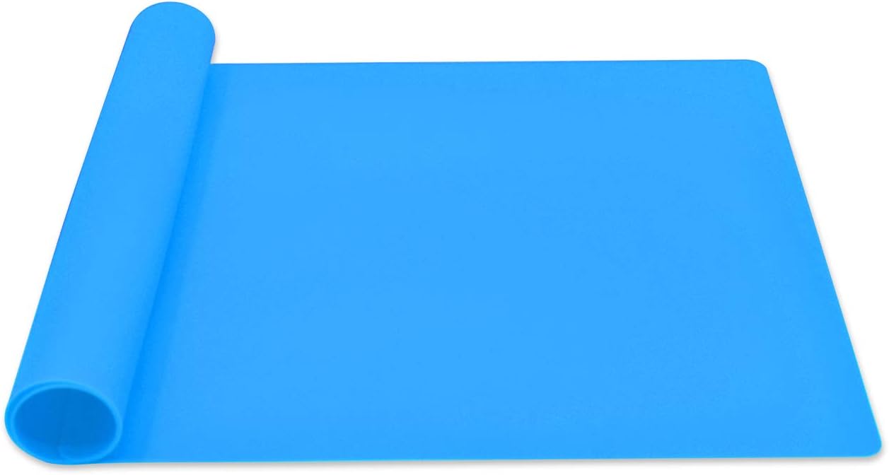 Silicone Placemats, Food-Grade Non-Slip Waterproof, Dining, Stain Resistant, Countertop Protector, Kitchen Counter Mat, Heat Resistant, Baking mat Dishwasher Safe (23.6"×15.7"-1pack, Blue)