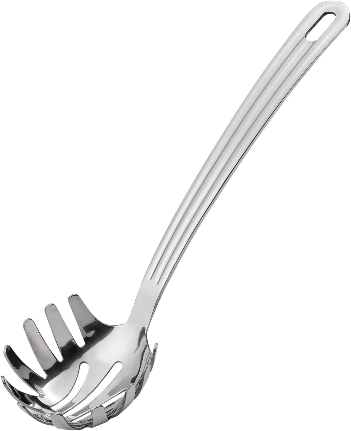 Stainless Steel 9.06 inch Spaghetti Server Spoon with Teeth - Pasta Fork Pasta Server Noodle Spoon Heavy Duty Cooking Utensils Classic Dishwasher Safe