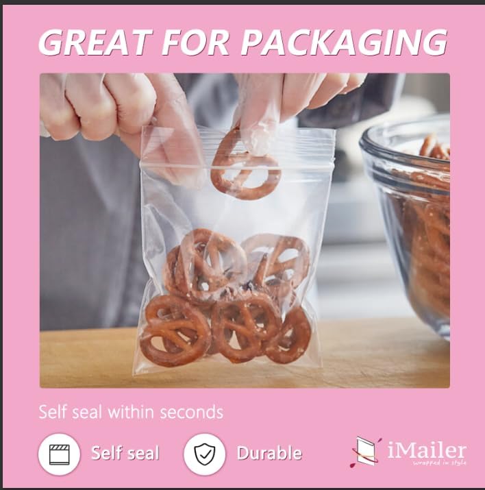 iMailer - 500 Pcs- 5" x 7" Clear Small Zip Bag - Reclosable Zip Plastic Poly Bags 2 Mil with Resealable Lock Seal Zipper for A2 A4 A6 Cards & Envelopes, Bakery, Cookies, Sandwich