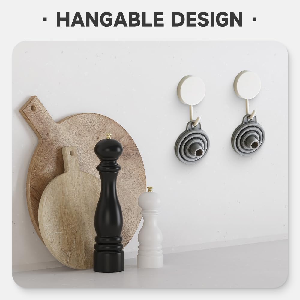 Kitchen Funnel Set, 2025 Upgrade Silicone Collapsible Funnel Silicone Collapsible Food Funnels for Kitchen 3 Sizes Funnels for Home Use Filling Bottles Daily Cooking (Red, 2Set 11+14+20g)