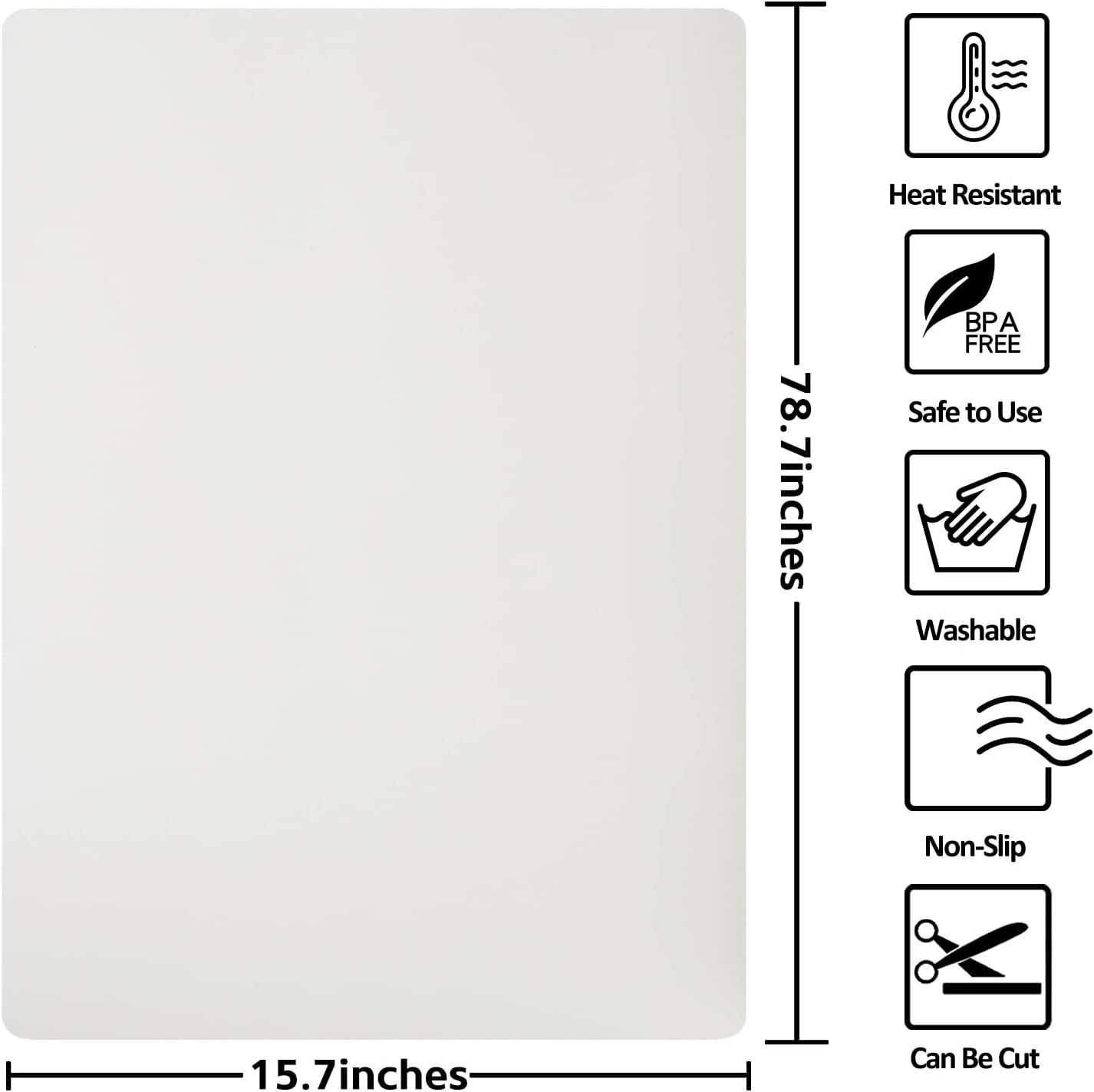 Silicone Mats for Kitchen Counter, Nonslip Silicone Mats for Crafts Countertop Protector Heat Resistant Mat (78.7” x 15.7”, Beige)