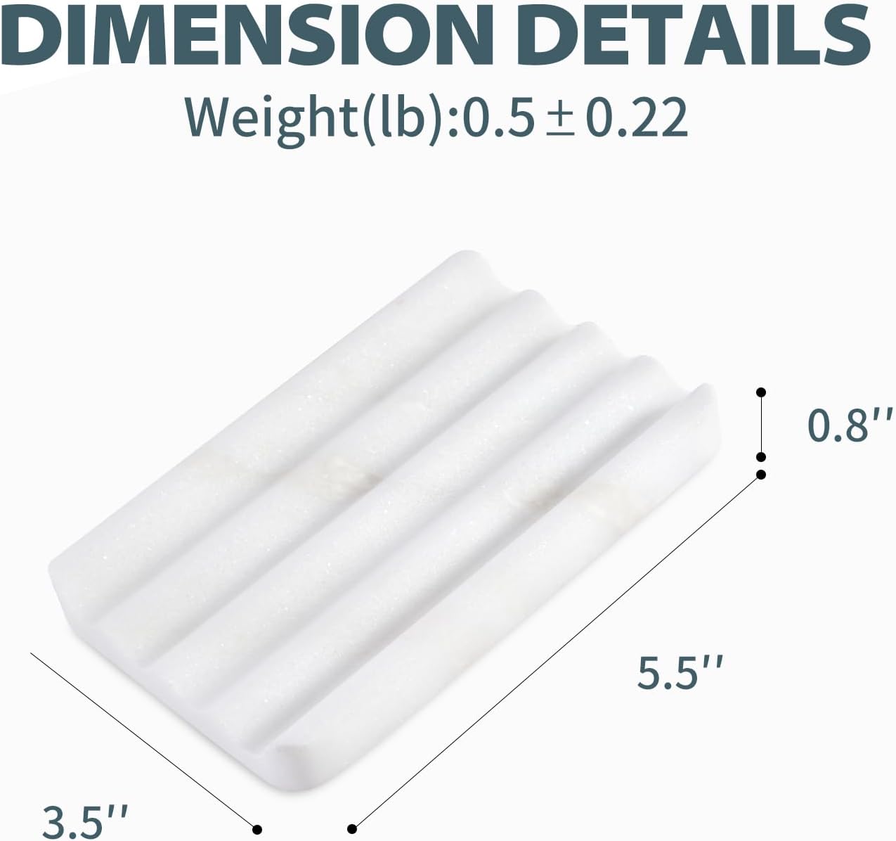 Soap Dish, Marble Soap Holder for Shower, Bar Soap Holder with Water Ripple Design, Easy Cleaning Soap Saver for Kitchen Sink，Bathroom, Executive African Natural Stone Soap Tray(Namib Bianco)