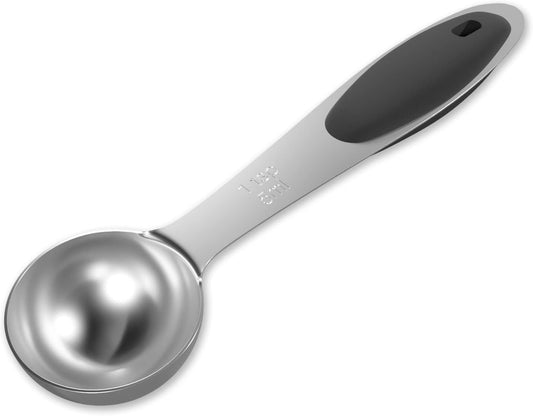 1PCS 1 Tsp(1/3tbsp, 1/6oz, 5ml) Single Measuring Spoon with Black Silicone Grip, Stainless Steel Individual Measure Scoop Only