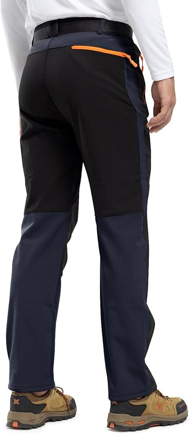 Rdruko Men's Snow Ski Pants Waterproof Insulated Winter Outdoor Snowboard Hiking Fleece Pants with Belt