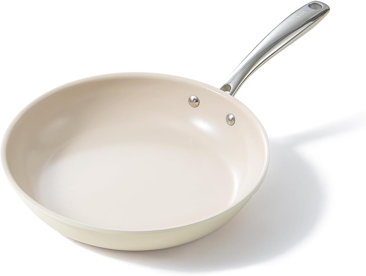 Redchef Nonstick Frying Pan Skillet, Ceramic Non-Stick Saute Pans, 9.5 inch Cooking Fry Pan with Stay Cool Handle, All Stovetops (Gas, Electric & Induction), Dishwasher/Oven Safe, PFAS-Free, Non Toxic