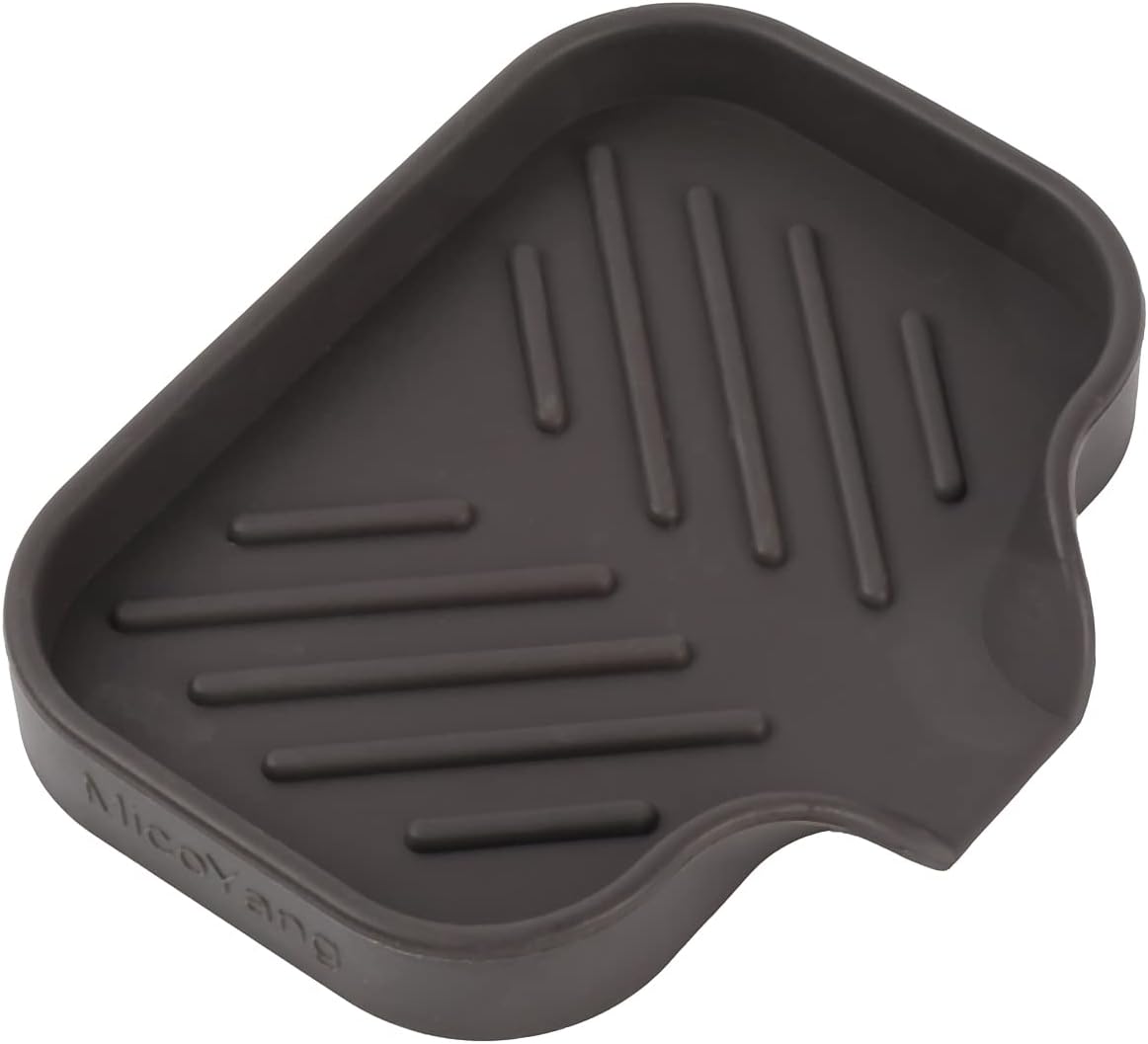 Silicone Bathroom Soap Dishes with Drain Spout-Bathroom and Kitchen Sink Organizer,Sponge Holder,Dish Soap Tray,Perfect for Dispenser,Scrubber,Bottle,Cup on Sink or Counter-Coffee 4.9"×3.2"