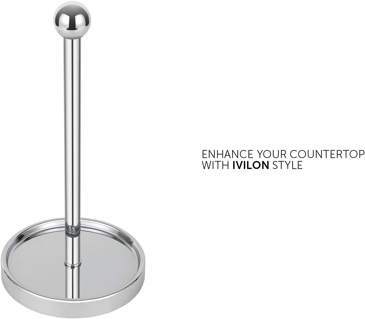 Ivilon Countertop Paper Towel Holder - Modern Sleek Ball Minimalist Design - Color Chrome